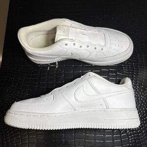 Nike Air Force 1 Low GS Shoes Kids Size 5.5Y Triple White DH2920-111 No Laces
